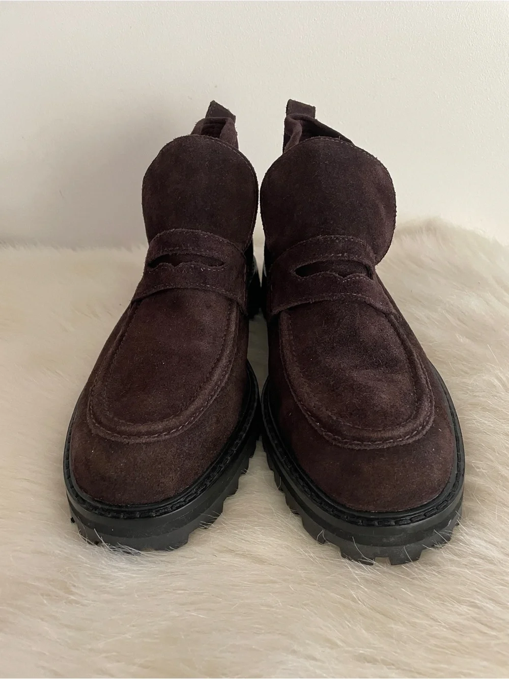 Madewell Dark Brown Ryder Suede Lug-Sole Ankle Loafers nWOT